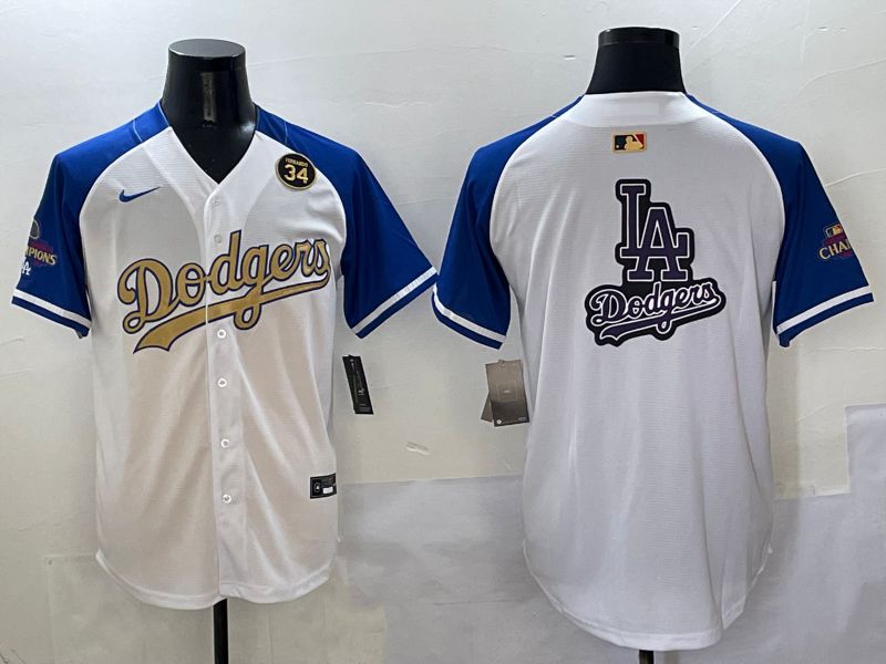 Men Los Angeles Dodgers Blank White Blue Gold Game Nike 2025 MLB Jersey style 42928